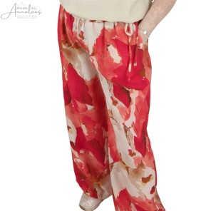 Enjoy Broek print wijde pijp Rood